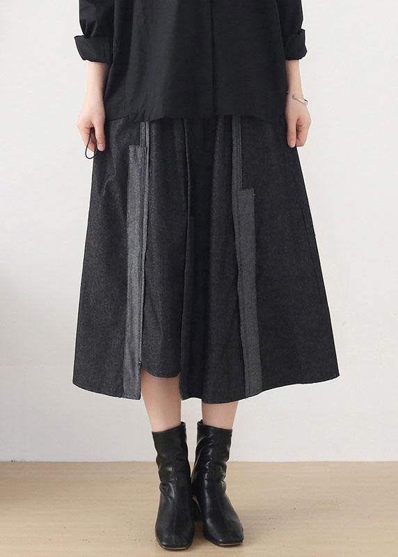 Modern Dark Grey Elastic Waist A Line Fall Skirts - SooLinen