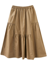 Modern Green High Waist wrinkled asymmetrical design Pockets Fall Skirt