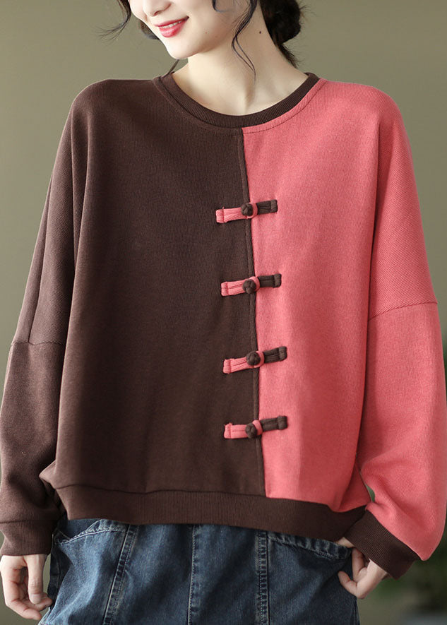 Modern Green Patchwork Cotton Sweatshirts Top Spring