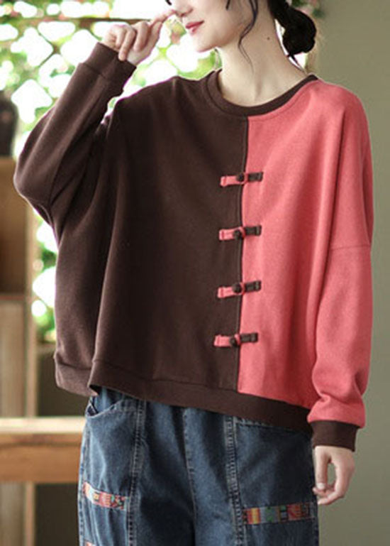 Modern Green Patchwork Cotton Sweatshirts Top Spring