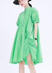 Modern Green asymmetrical design Cotton Summer Dress - SooLinen