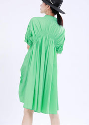 Modern Green asymmetrical design Cotton Summer Dress - SooLinen