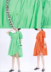 Modern Green asymmetrical design Cotton Summer Dress - SooLinen