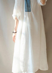 Modern O Neck Patchwork Clothes Photography White Loose Dresses - SooLinen