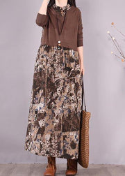 Modern Patchwork Spring Dresses Design Chocolate Print Dresses - SooLinen