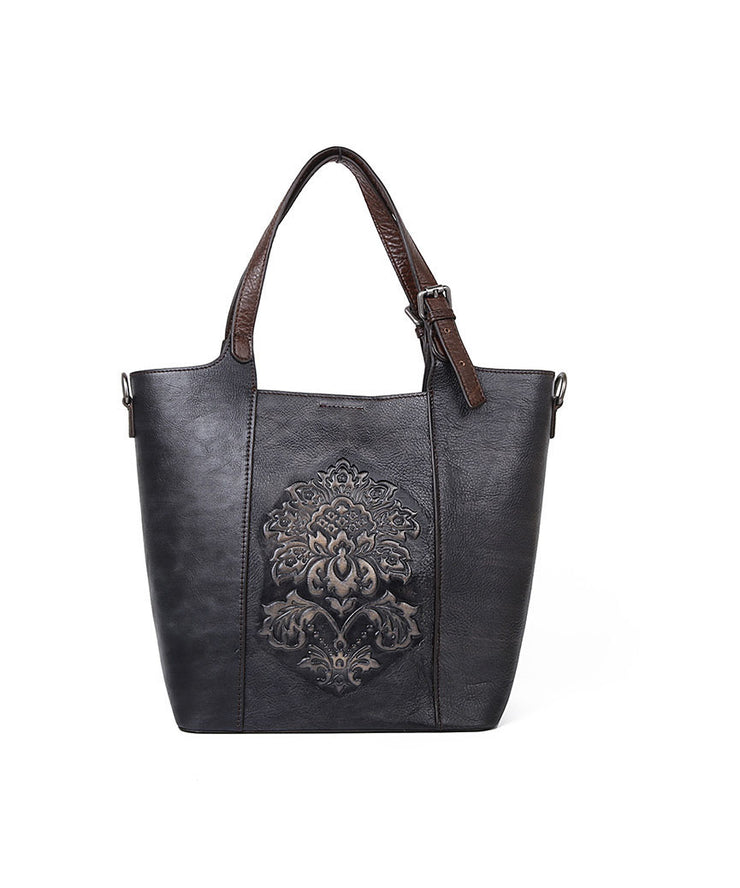 Modern Red Rubbing embossing Paitings Calf Leather Tote Handbag