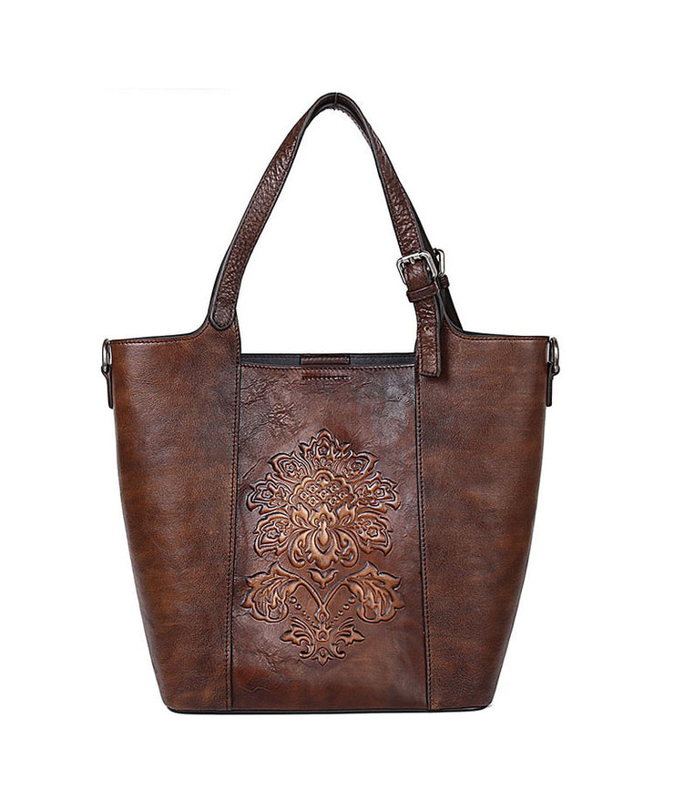 Modern Red Rubbing embossing Paitings Calf Leather Tote Handbag