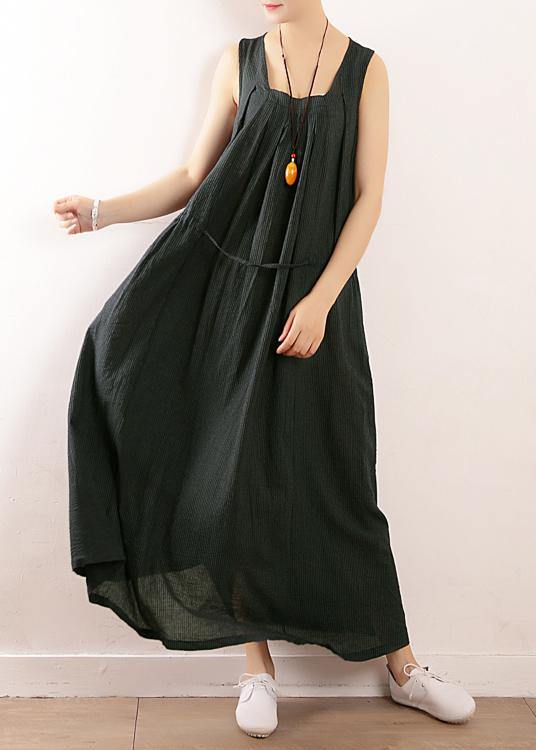 Modern Tea Green Linen Dress SummerSleeveless Vacation Dresses - SooLinen