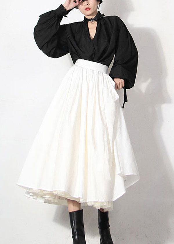 Modern White Patchwork Lace Summer A Line Skirts - SooLinen