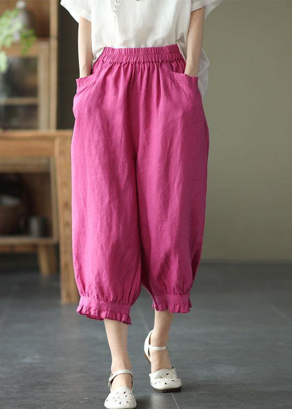 Modern Yellow Loose Ruffled Summer Casual Linen Pants - SooLinen