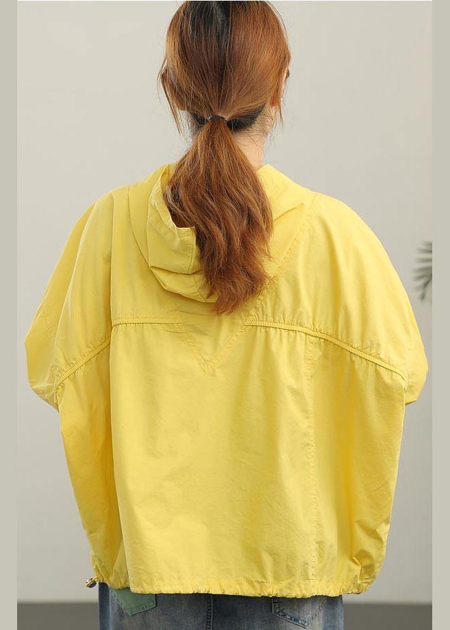 Modern Yellow hooded zippered Top Summer - SooLinen