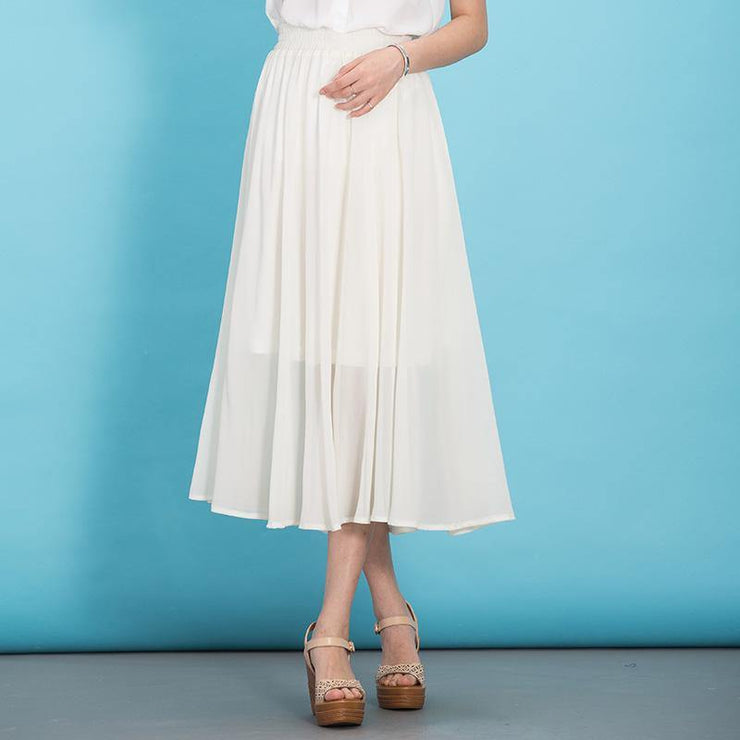 Modern big hem chiffon dresses Fabrics white Dress summer - SooLinen