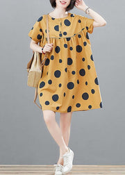 Modern high waist cotton summerclothes Fabrics yellow dotted tops - SooLinen