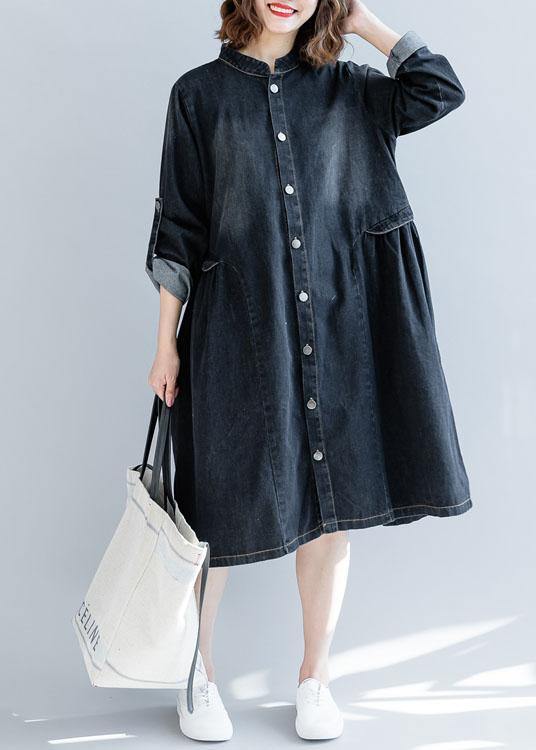 Modern striped collar fine box coat black daily outwears fall - SooLinen