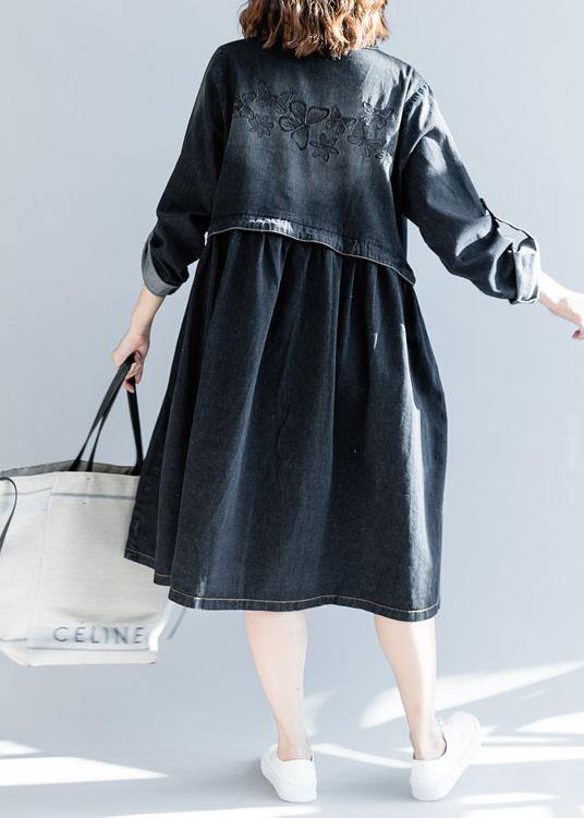 Modern striped collar fine box coat black daily outwears fall - SooLinen