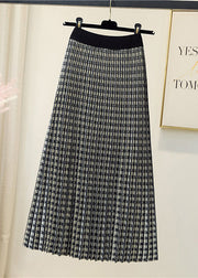 Natural Black Plaid Knit pleated skirt Spring