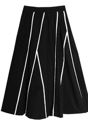 Natural Black Pockets High WaistA Line Skirt Summer - SooLinen