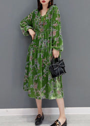 Natural Green V Neck Hooded Velour Dress Spring