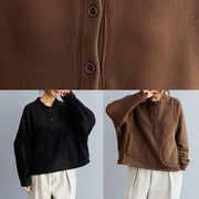 Natural O Neck  Cotton Loose Clothes Work Brown  Blouse - SooLinen