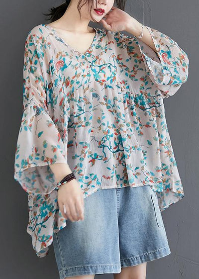 Natural Plant flowers prints cotton linen Long Shirts Gifts low high design summer tops - SooLinen