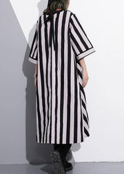 Natural striped cotton Tunics v neck summer Dress - SooLinen