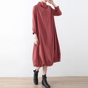 New 2024 fall dresses pink baggy maxi dress caftans oversized gown high neck