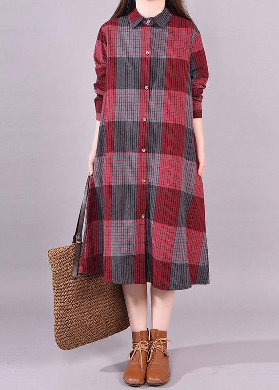 New Cotton Linen Straight Shirt Dress