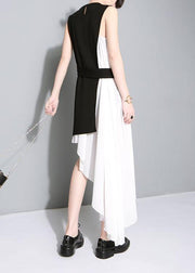 New asymmetrical design Personality Stitching Two Piece Dress - SooLinen