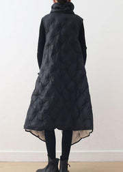 New black white waistcoat wear long thick loose large size cotton jacket coat on both sides - SooLinen