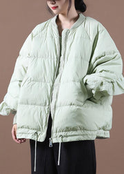 New light green duck down coat plus size clothing down jacket stand collar Ruffles Fine Jackets - SooLinen