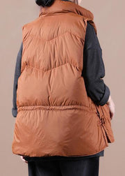 New oversize snow jackets overcoat orange stand collar zippered warm winter coat - SooLinen