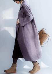 New plus size clothing Winter coat winter coat purple flare sleeve wool overcoat - SooLinen