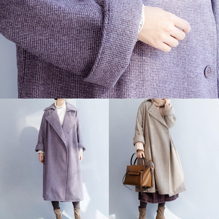 New plus size clothing Winter coat winter coat purple flare sleeve wool overcoat - SooLinen