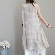 New prints linen maxi dress Loose fitting sleeveless linen clothing dresses New big hem linen caftans