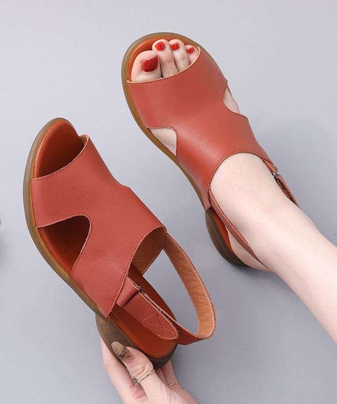 Orange Walking Sandals Genuine Leather Casual  Water Sandals - SooLinen