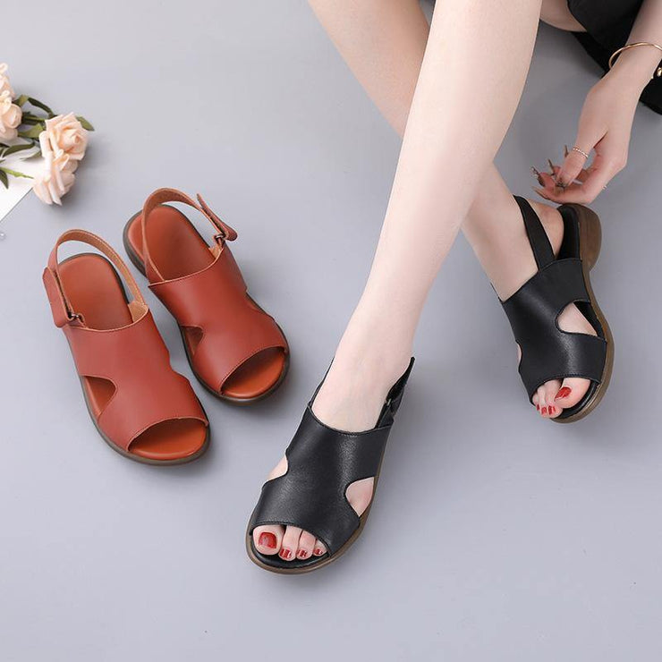 Orange Walking Sandals Genuine Leather Casual  Water Sandals - SooLinen