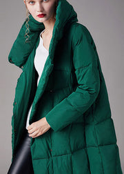 Organic Green Stehkragen Taschen asymmetrisches Design Winter Duck Down Daunenmantel