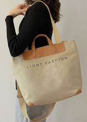 Organic Khaki Graphic Print Canvas Tote Handbag