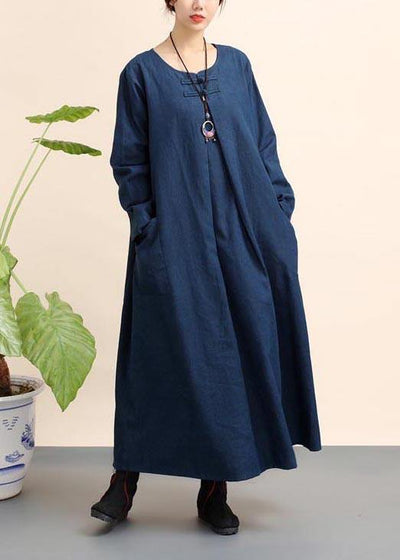 Organic O Neck Pockets Spring Dresses Fashion Ideas Navy Dresses - SooLinen