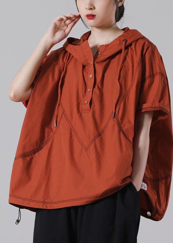 Organic Orange Button Cotton Summer Top - SooLinen