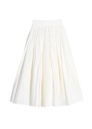 Organic White High Waist Cinched Patchwork Summer Cotton Skirts - SooLinen