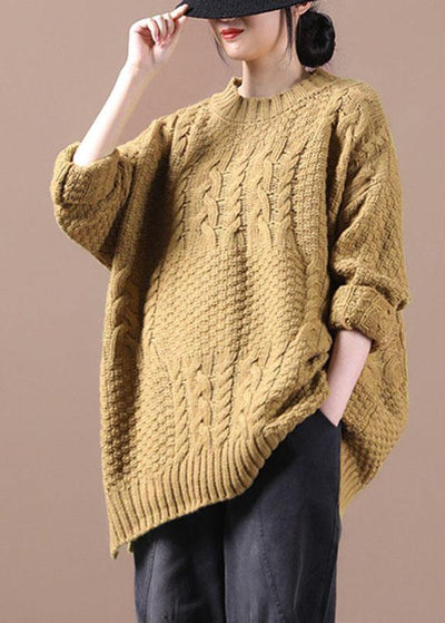 Organic Yellow Side Open Fall Sweater Top - SooLinen