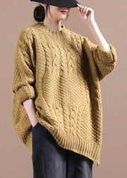 Organic Yellow Side Open Fall Sweater Top - SooLinen