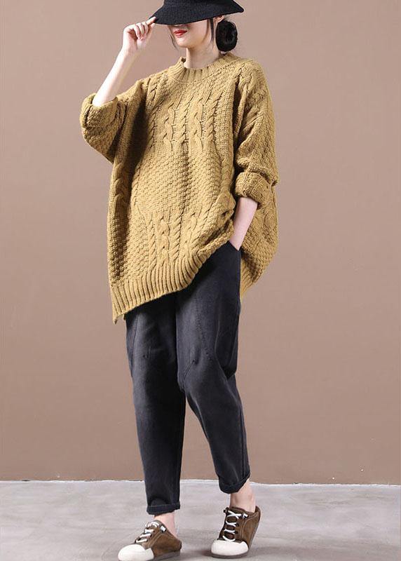 Organic Yellow Side Open Fall Sweater Top - SooLinen