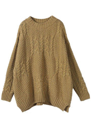 Organic Yellow Side Open Fall Sweater Top - SooLinen