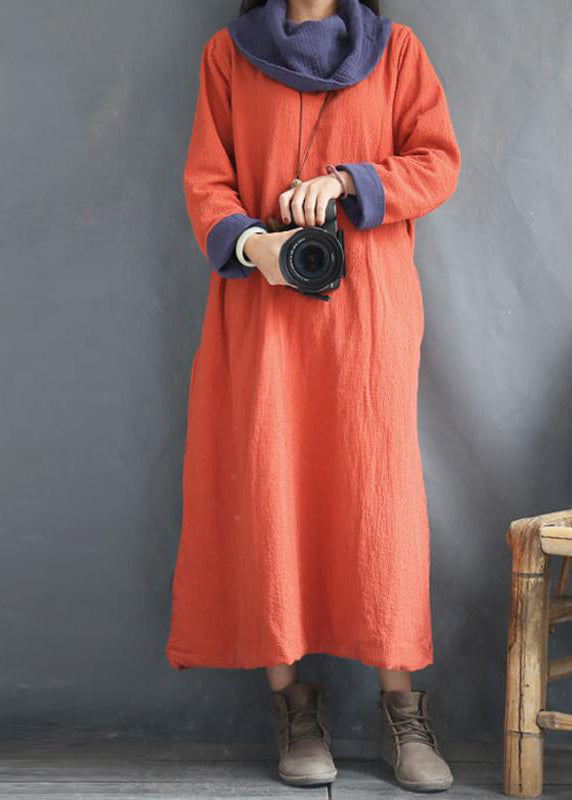 Kleidung aus Bio-Baumwolle Stitches Winter Sweet Cotton Rollkragenpullover Solid Pullover Loose Dress