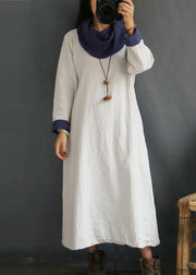 Kleidung aus Bio-Baumwolle Stitches Winter Sweet Cotton Rollkragenpullover Solid Pullover Loose Dress