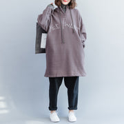 Organic cotton tops Women hooded patchwork gray Midi tops