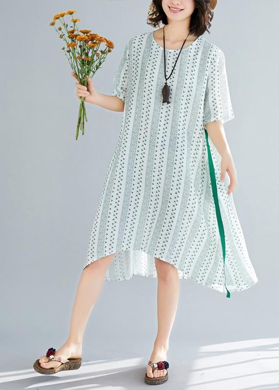 Organic green print Chiffon Wardrobes Casual Tutorials o neck Art Summer Dress