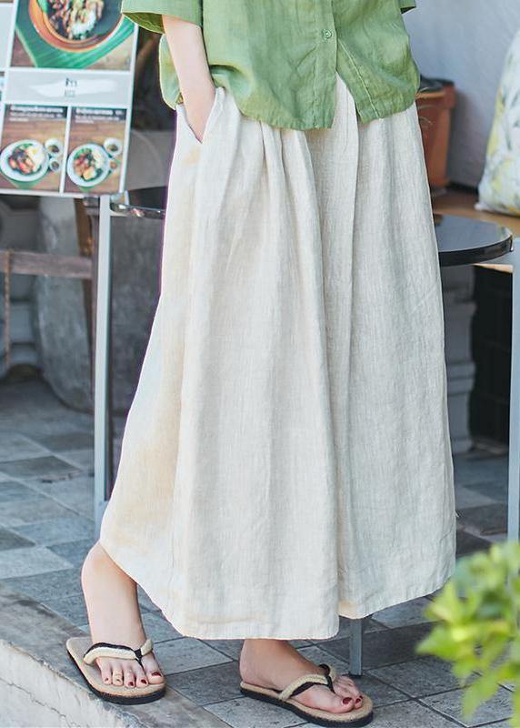 Organic linen skirt boutique Women Solid Casual Linen A-Line Skirt - SooLinen